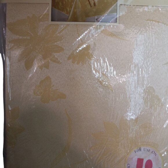 Spring Meadow Damask Tablecloth 60"x84" Oblong Yellow Floral Vintage NEW - Picture 9 of 9